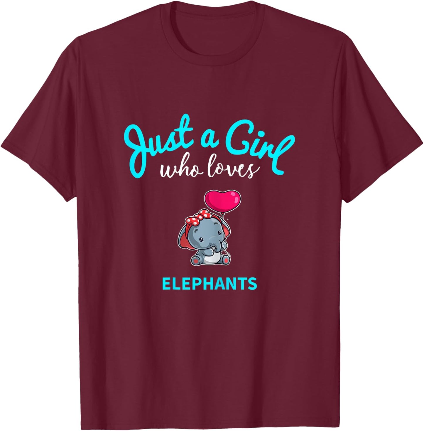 Elephant Shirt for Girls | Children's Elephant T-Shirt - T-Shirt | Maroon