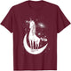 Unicorn Standing on Crescent Moon Magic Unicorn Gift T-Shirt - T-Shirt | Maroon