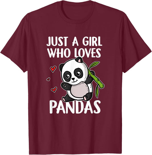Just A Girl Who Loves Pandas Funny Panda Bear Panda Costume T-Shirt - T-Shirt | Maroon