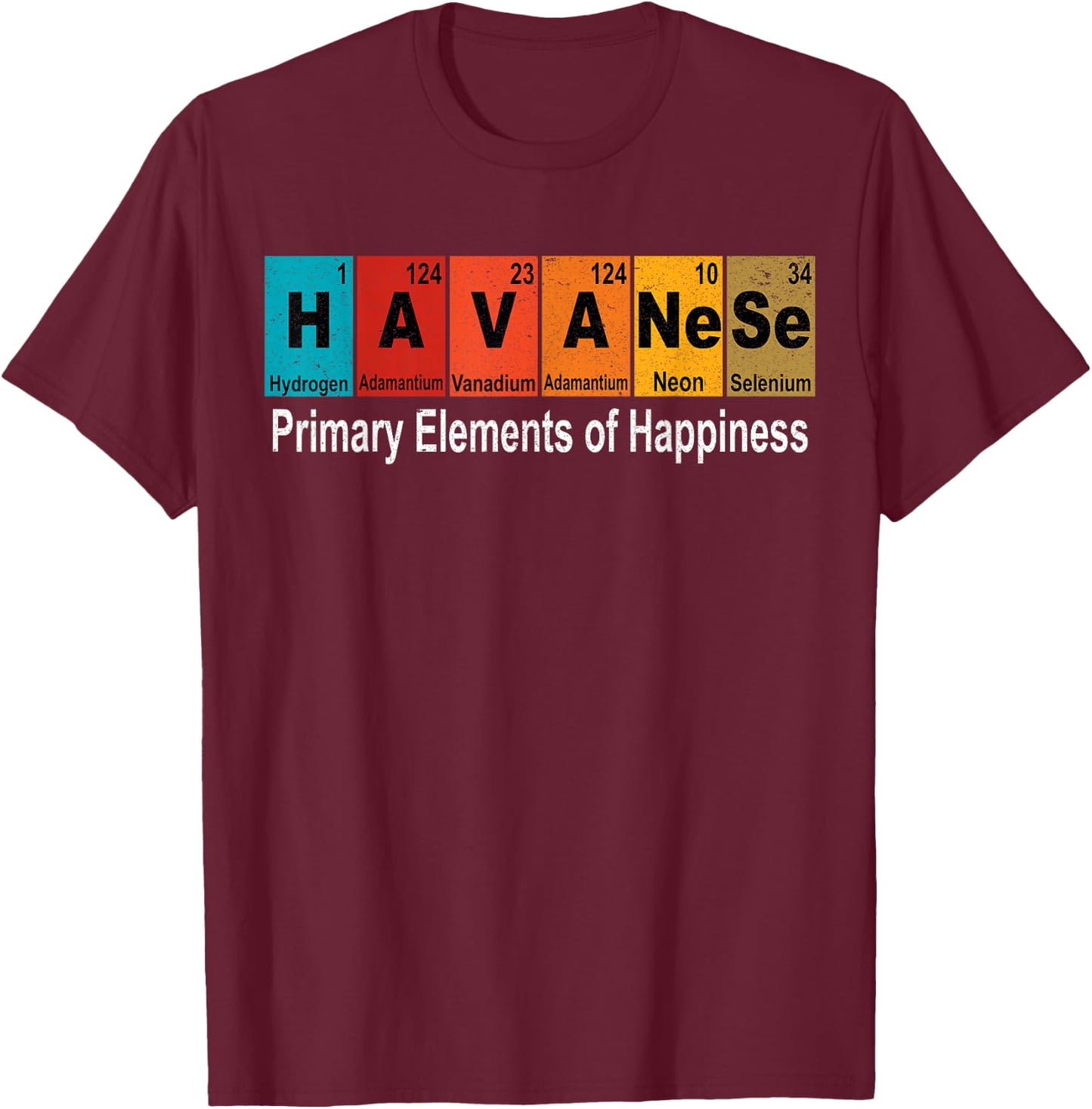 Vintage Havanese Dog Science Funny Periodic Table Pet Lover T-Shirt - T-Shirt | Maroon