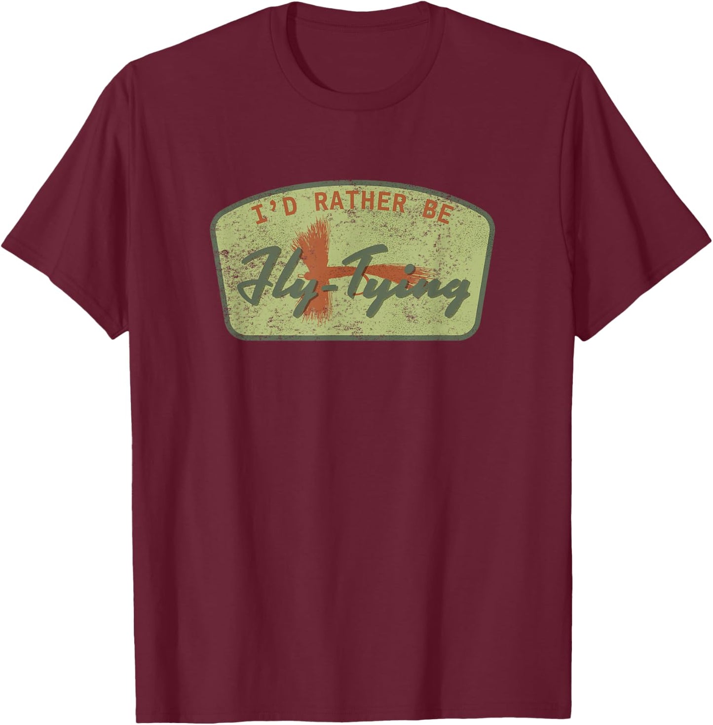 Badge Design for Fly Tying Fisherman T-Shirt - T-Shirt | Maroon