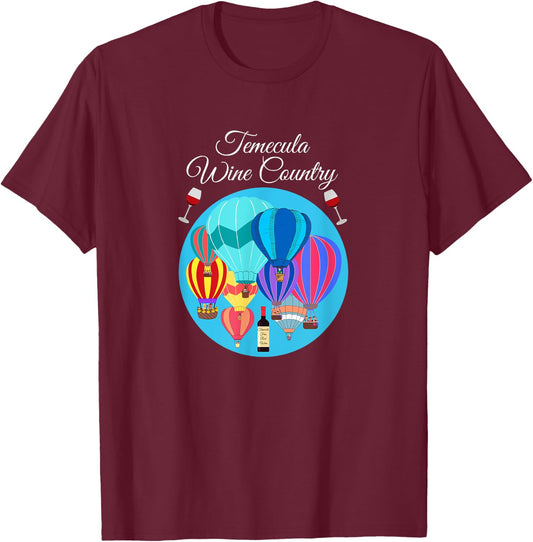 Temecula Wine country hot air balloons cute design Men Women T-Shirt - T-Shirt | Maroon