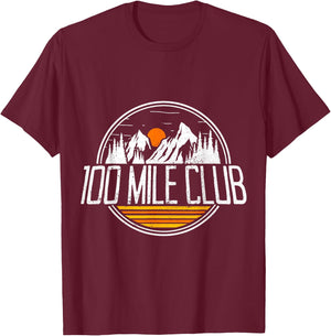 100 Mile Club Run Adventure Fell Ultra Run Trail Running T-Shirt - T-Shirt | Maroon