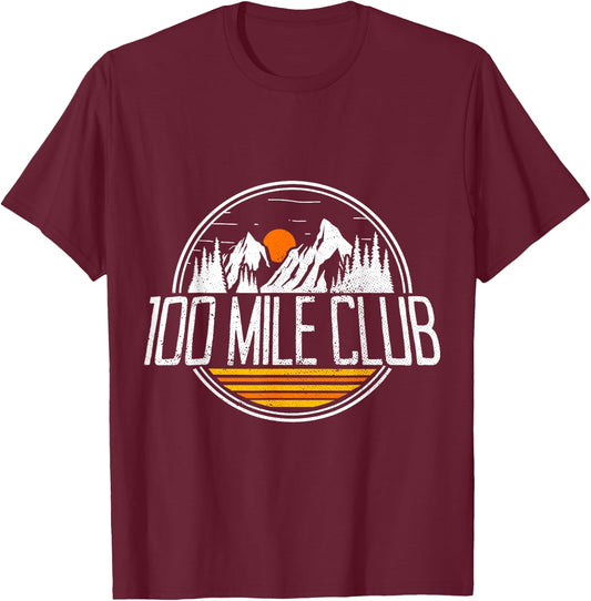 100 Mile Club Run Adventure Fell Ultra Run Trail Running T-Shirt - T-Shirt | Maroon