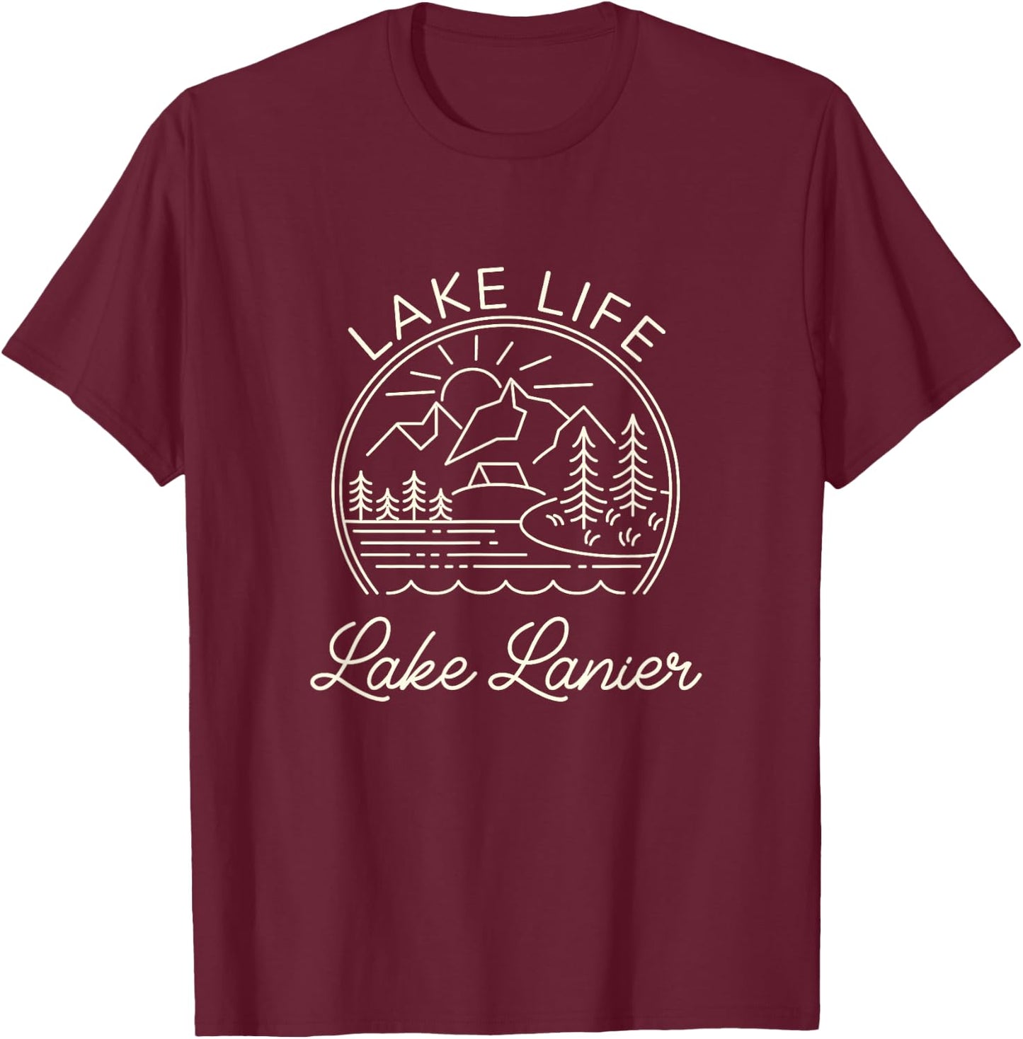 Lake Lanier Lakes Lake Life Vintage Sunset Kayaking Vintage T-Shirt - T-Shirt | Maroon