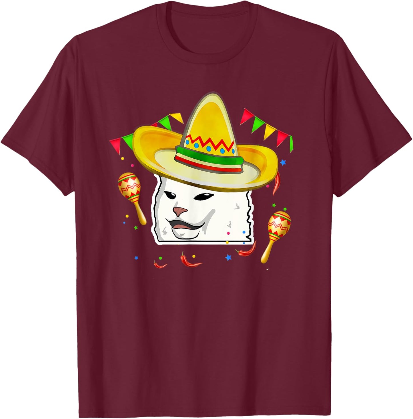 Cinco De Mayo Smudge Cat Mexican Lover Sombrero Cat Gifts Women T-Shirt - T-Shirt | Maroon
