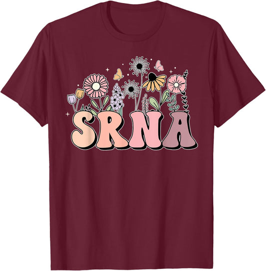 Wildflower Student Registered Nurse Anesthetist SRNA Nurse T-Shirt - T-Shirt | Maroon