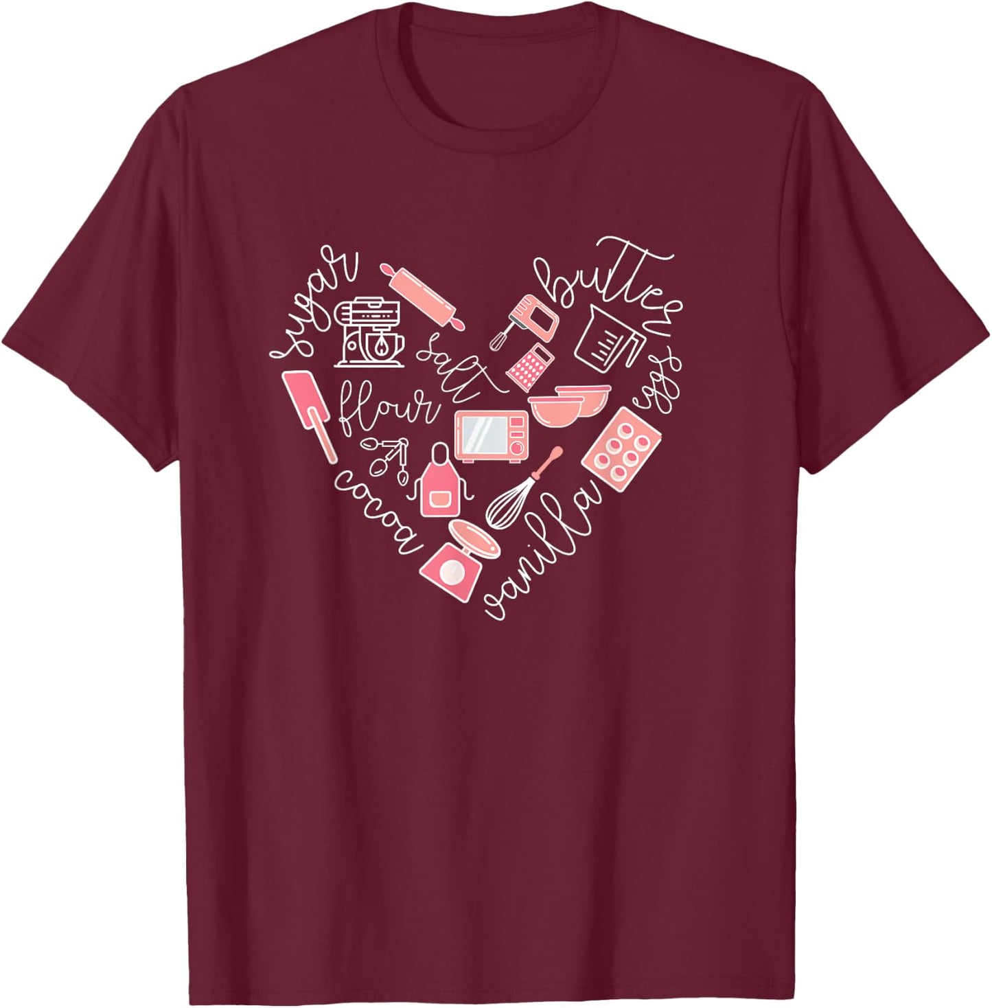 Love Baking Tools for Bakers Gift Women Cute Pink T-Shirt - T-Shirt | Maroon
