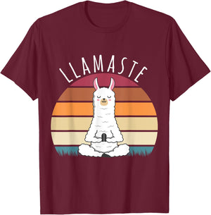 Funny Llama Llamaste Yoga Vintage Lama Yoga Pose Meditation T-Shirt - T-Shirt | Maroon