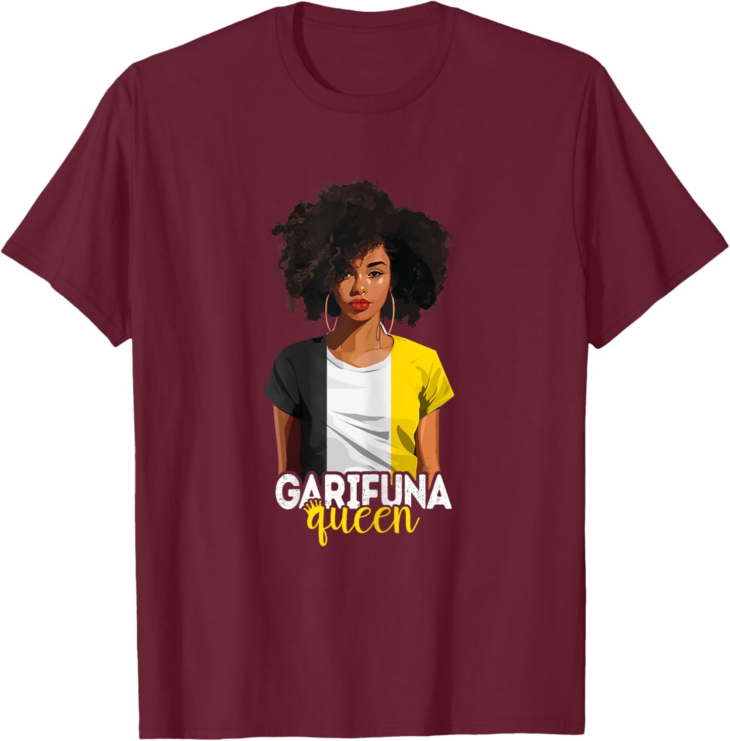 Garifuna Queen Black Afro Caribbean Flag Black History T-Shirt - T-Shirt | Maroon