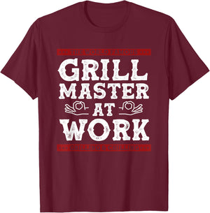 World Famous Grill Master At Work Grilling & Chilling BBQ T-Shirt - T-Shirt | Maroon
