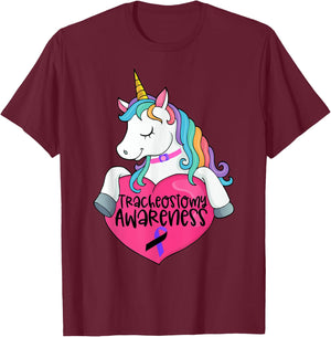 Tracheostomy Awareness Trach Heart Unicorn T-Shirt - T-Shirt | Maroon