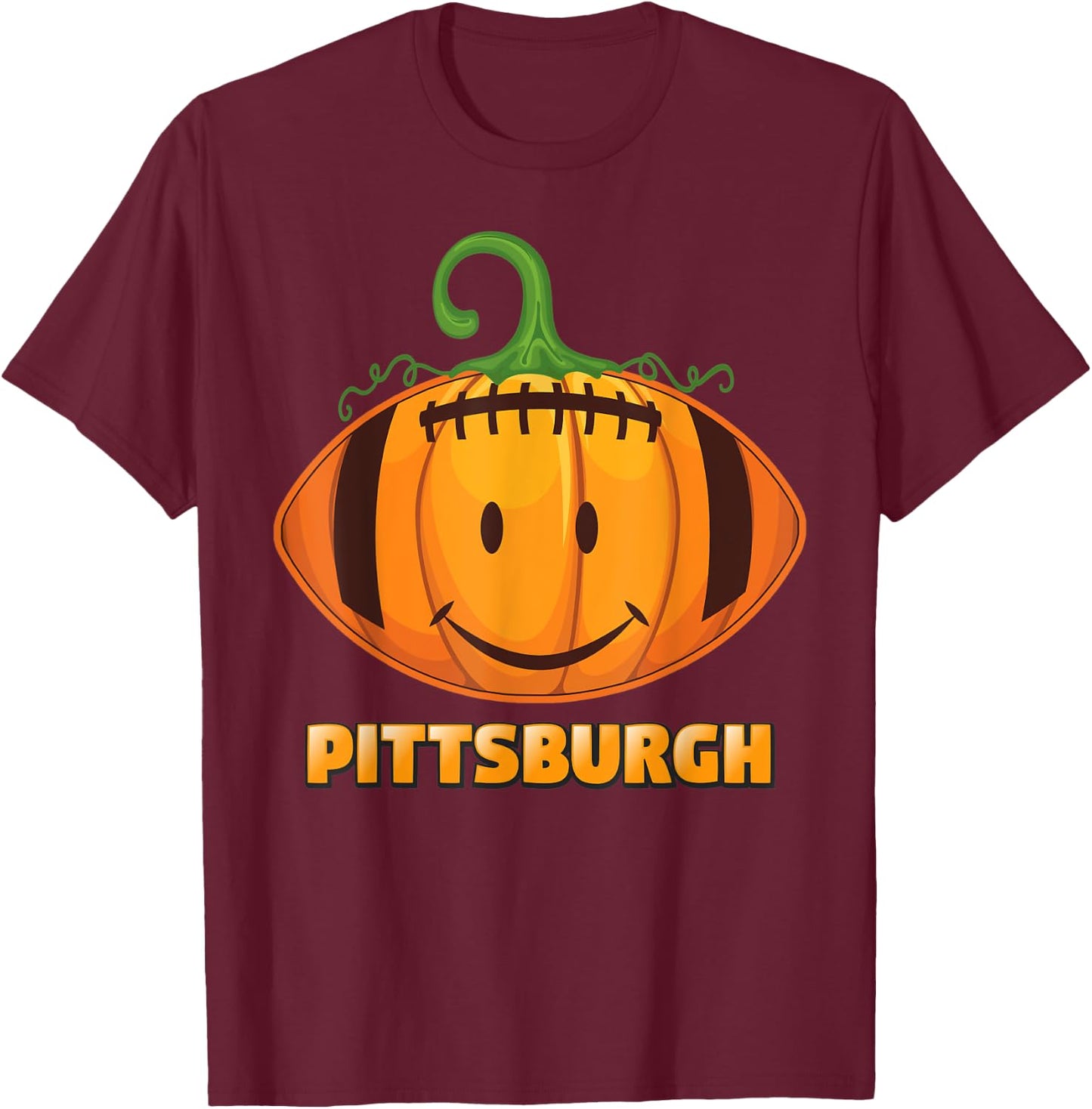 Pumpkin Halloween Costume Pittsburgh Football Cool Face T-Shirt - T-Shirt | Maroon