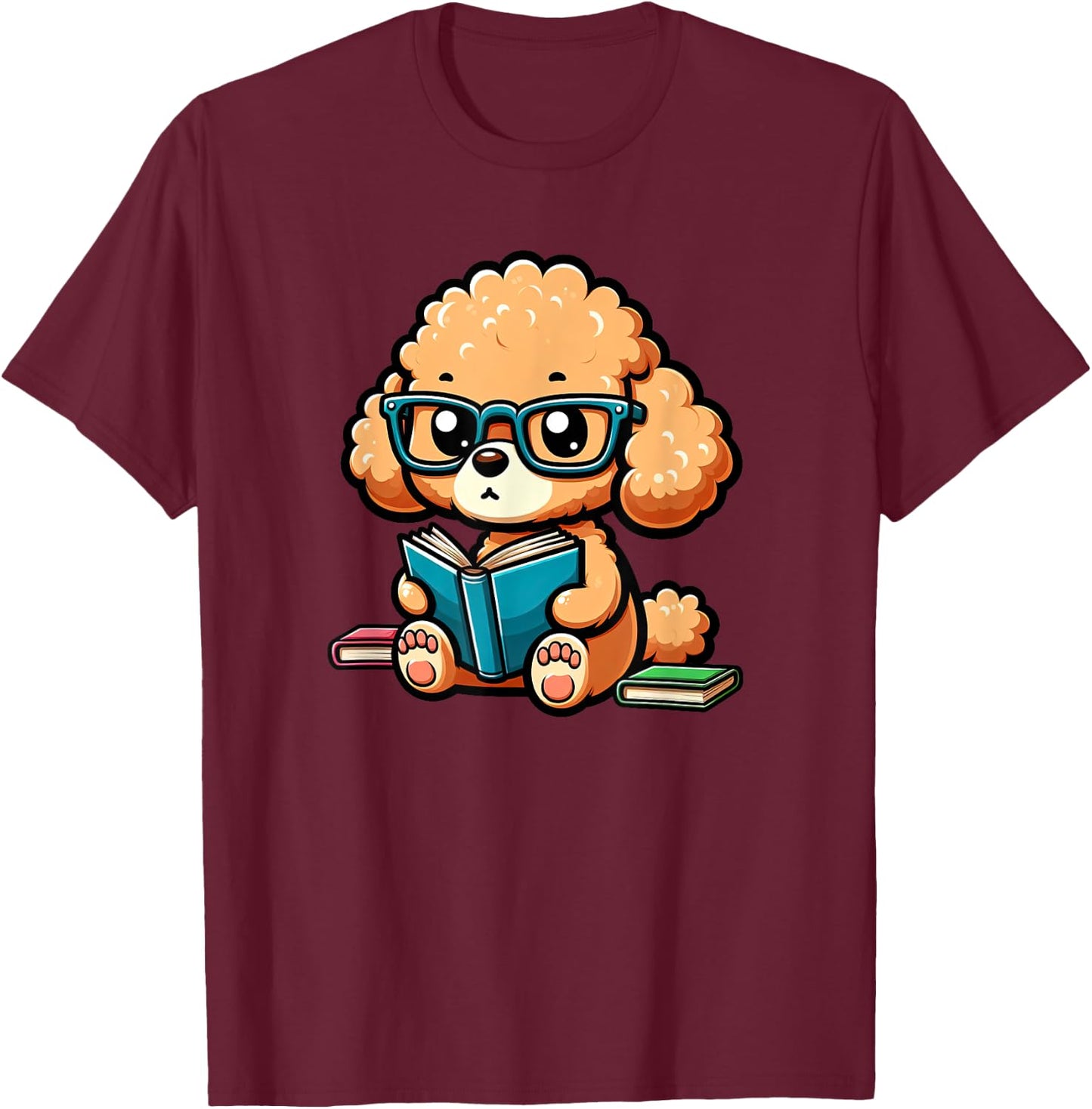 Toy Poodle Reading Funny Dog Book Lover T-Shirt - T-Shirt | Maroon