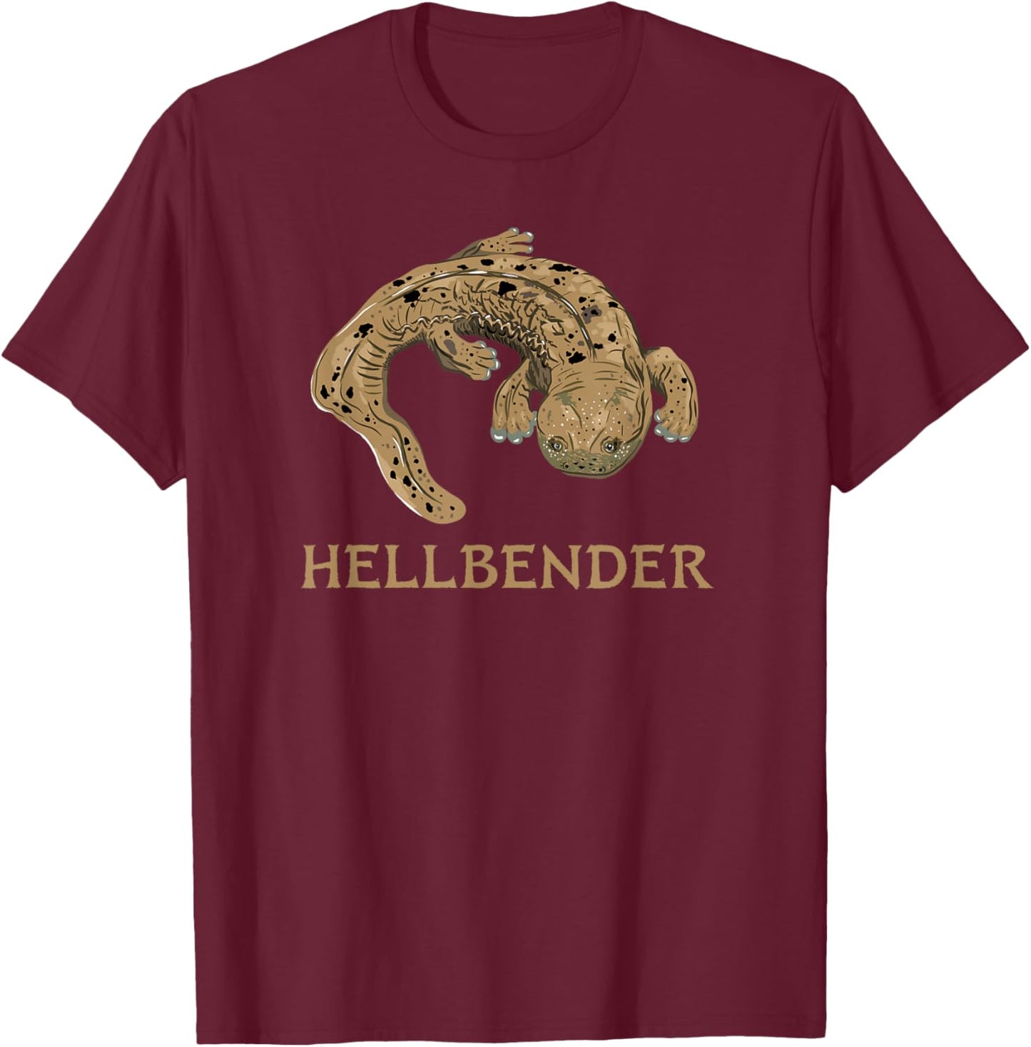 Hellbender Giant Salamander Cryptobranchus alleganiensis T-Shirt - T-Shirt | Maroon