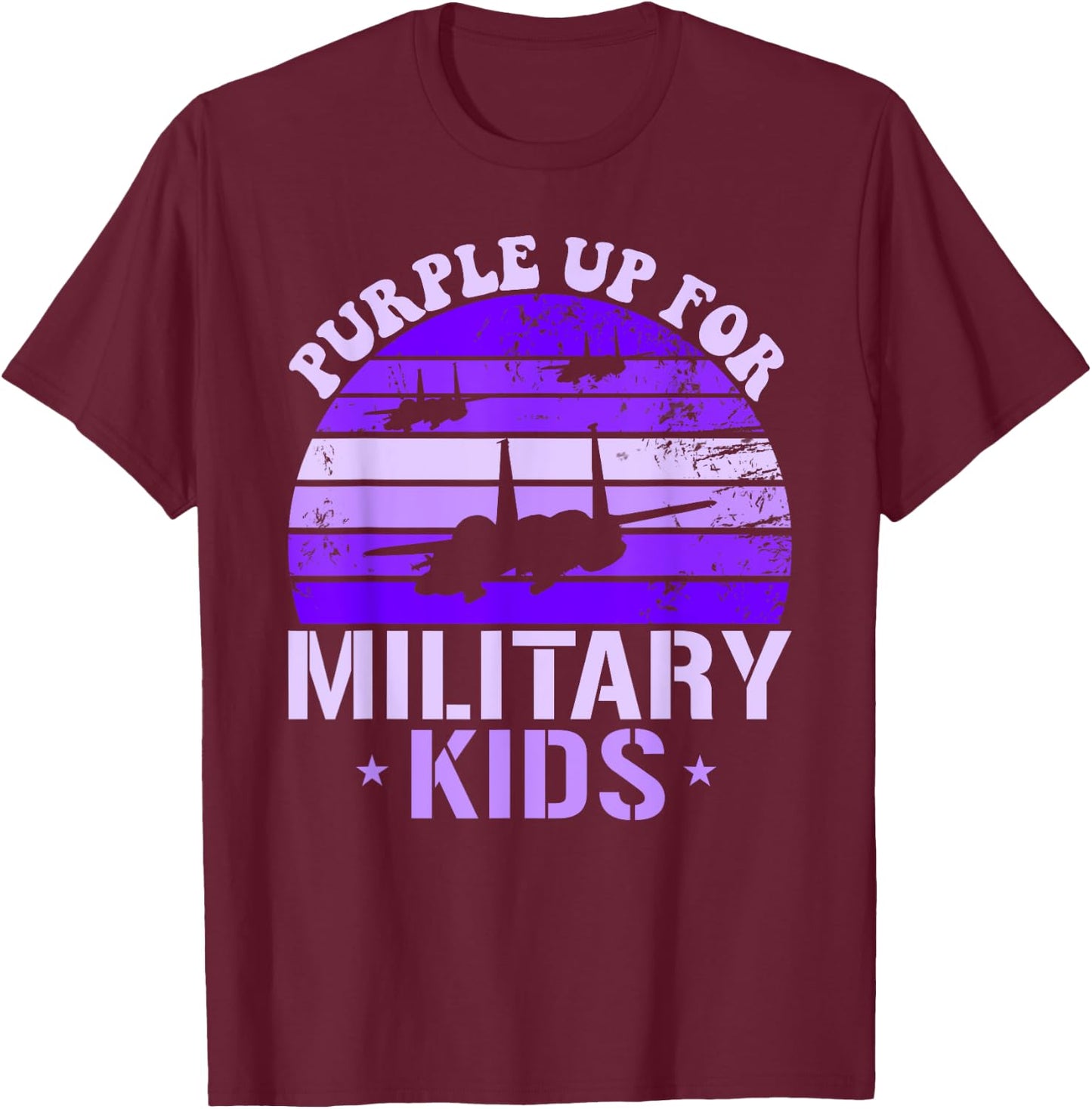 Purple Up For Military Kids F-15 Eagle Kids Purple Up T-Shirt - T-Shirt | Maroon