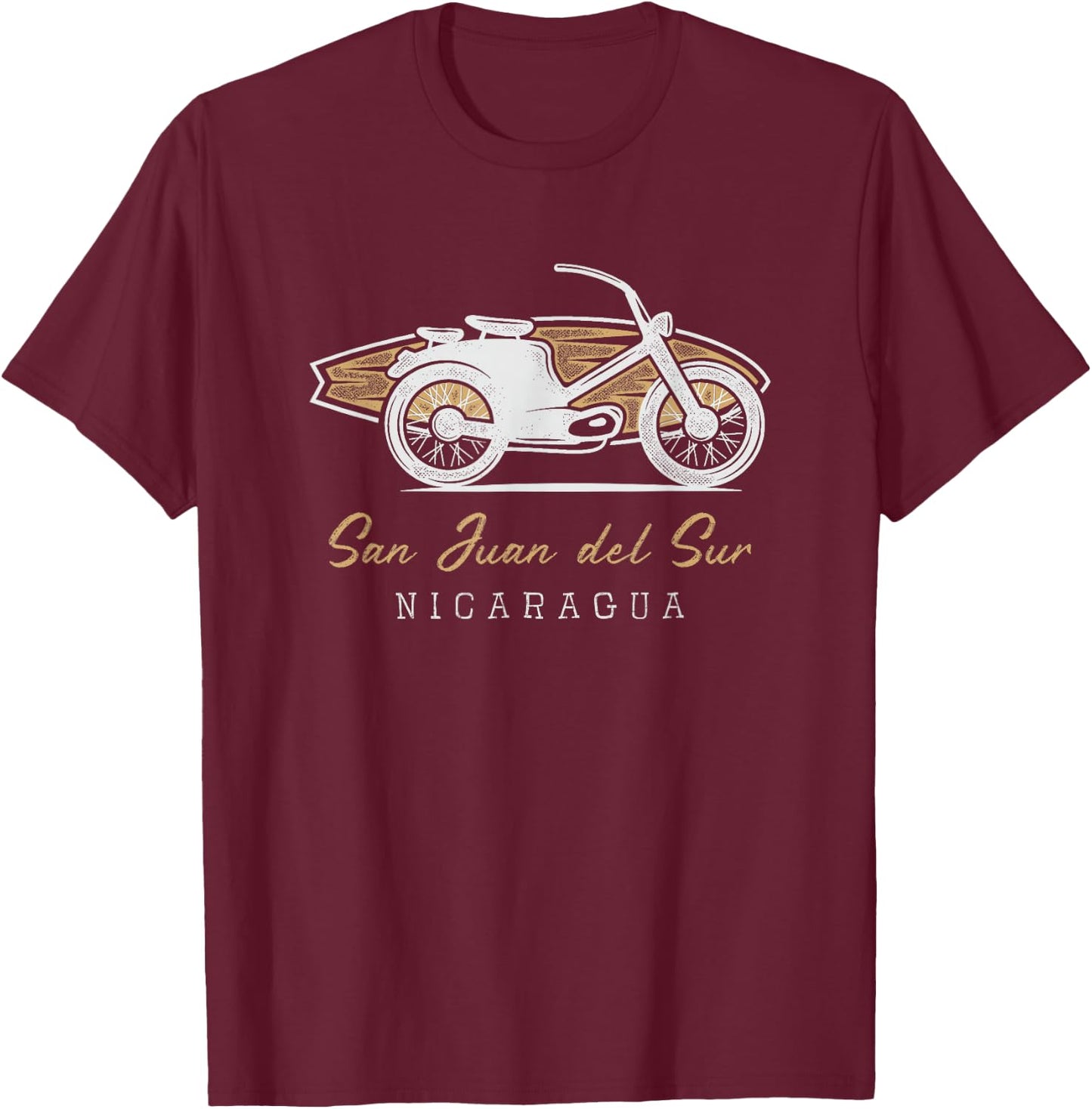 Surfer Surf Spots - San Juan del Sur, Nicaragua T-Shirt - T-Shirt | Maroon