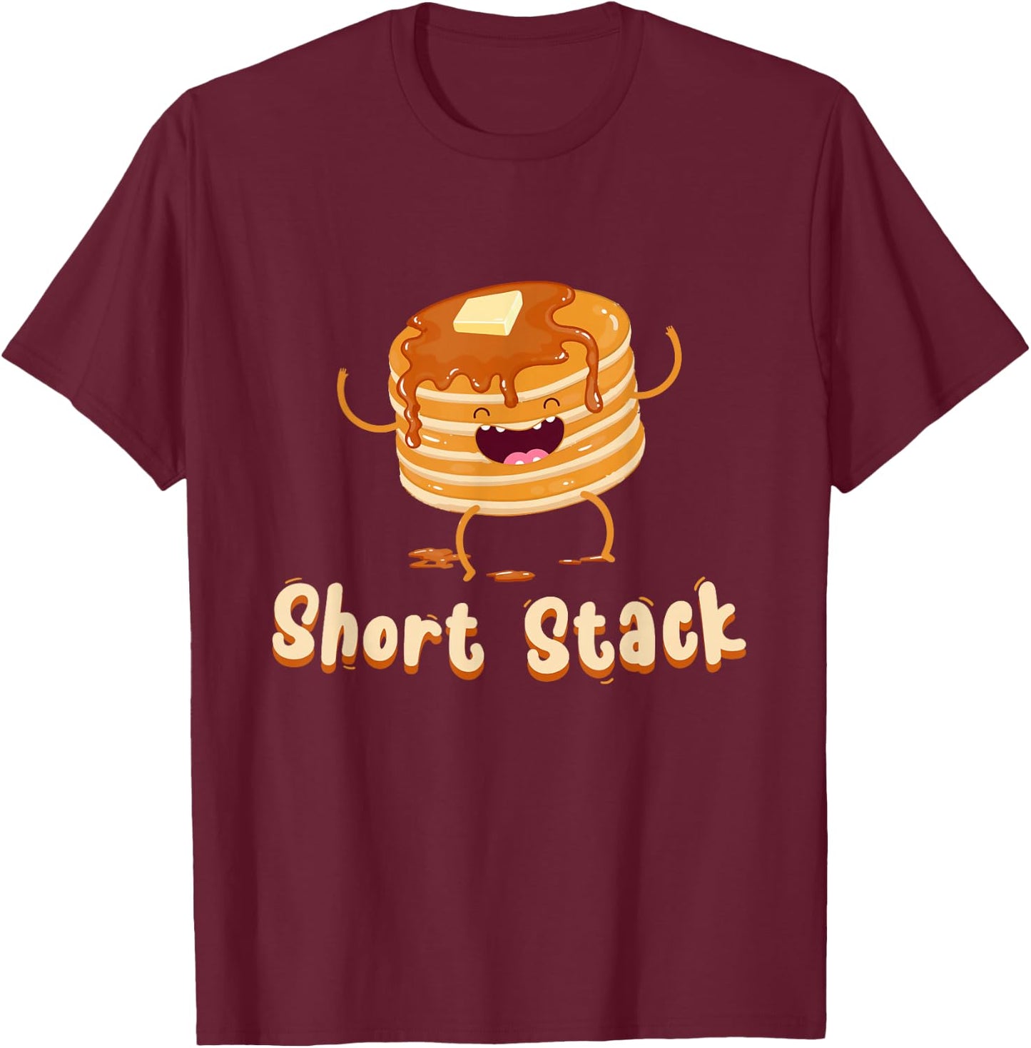 Short Stack of Pancakes Kawaii - Maple Syrup Day T-Shirt - T-Shirt | Maroon