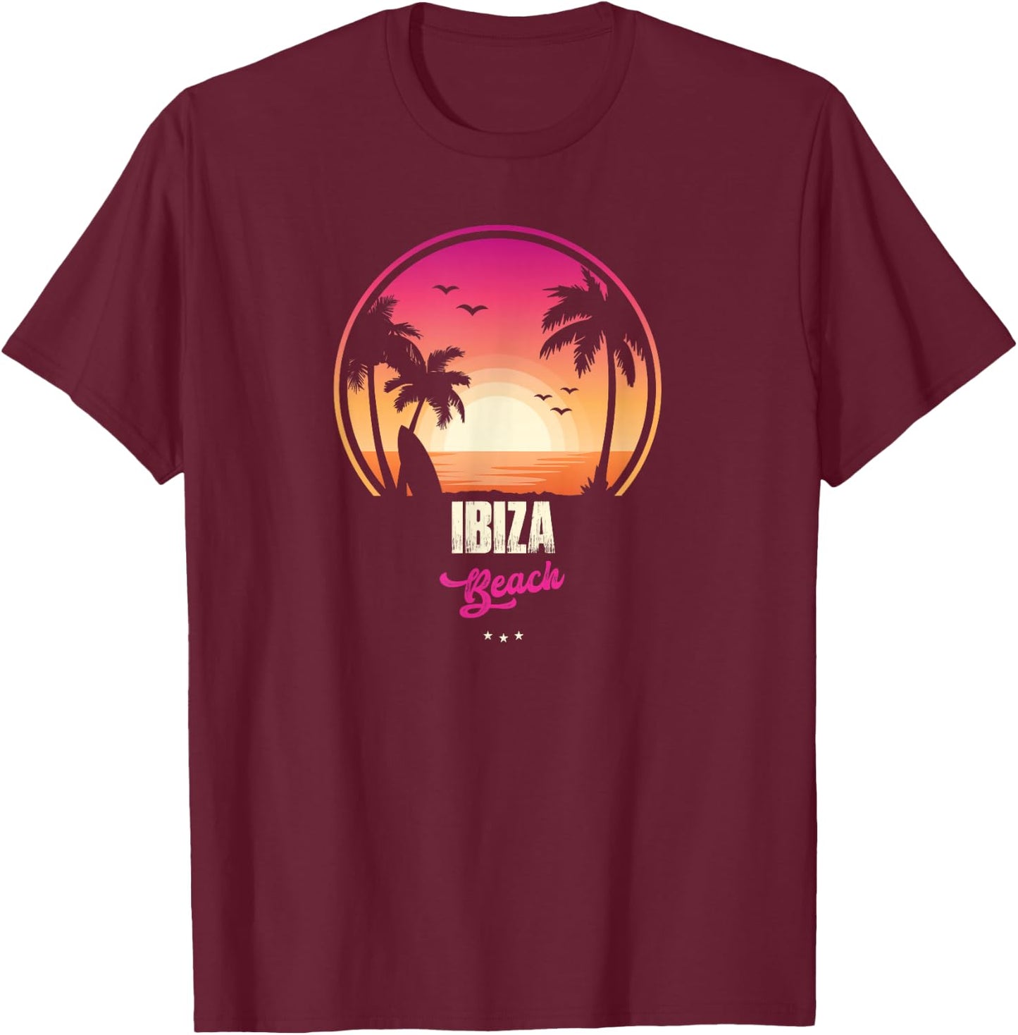 Ibiza Souvenir - Beach Reminder T-Shirt - T-Shirt | Maroon