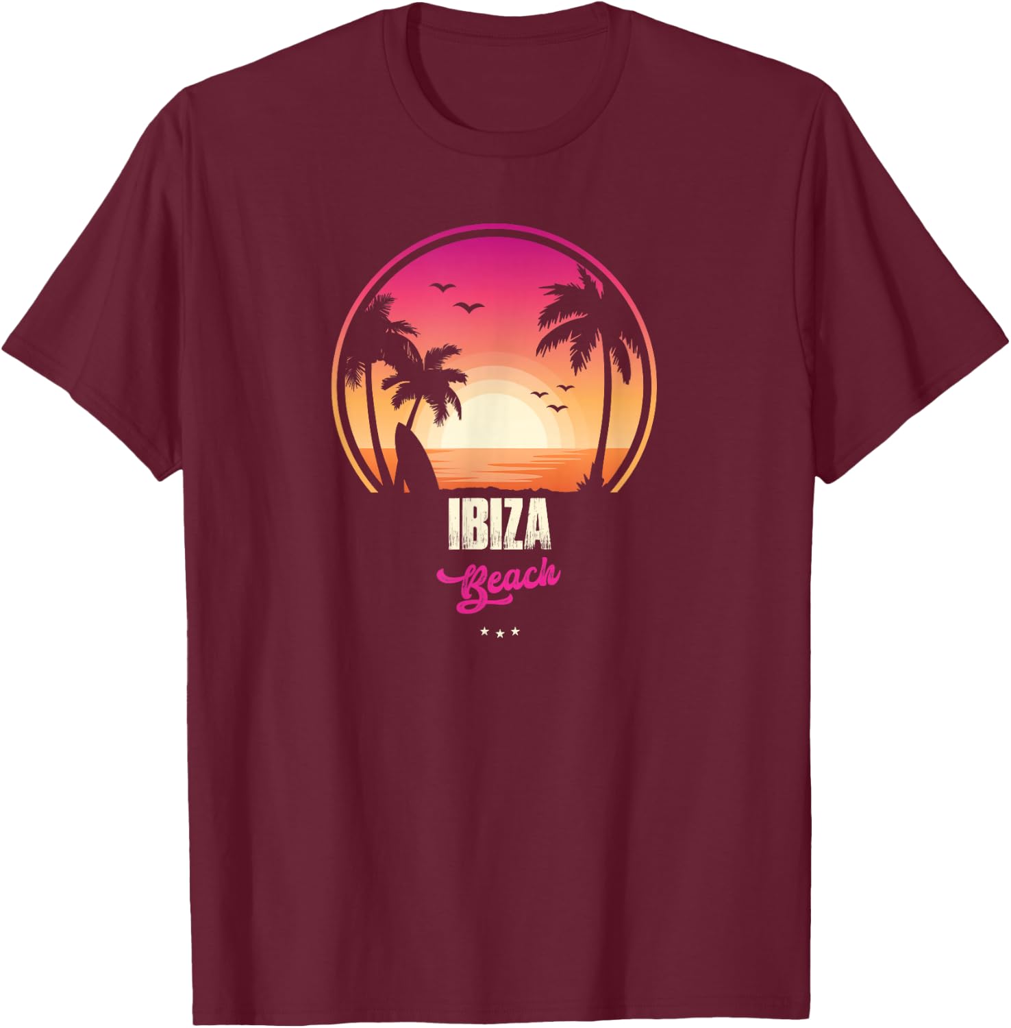 Ibiza Souvenir - Beach Reminder T-Shirt - T-Shirt | Maroon