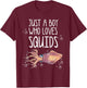 Funny Just A Boy Who Loves Squids Gift | Calamari Lover Men T-Shirt - T-Shirt | Maroon
