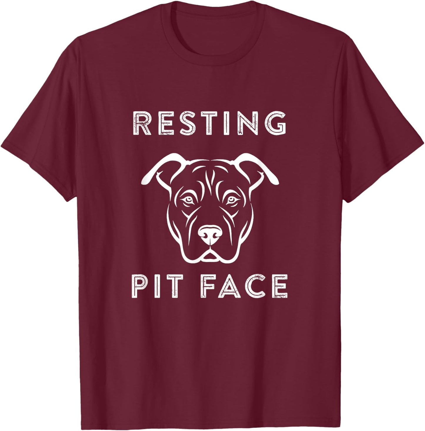 Resting Pit Face - Pitbull owners and Lovers T-Shirt - T-Shirt | Maroon