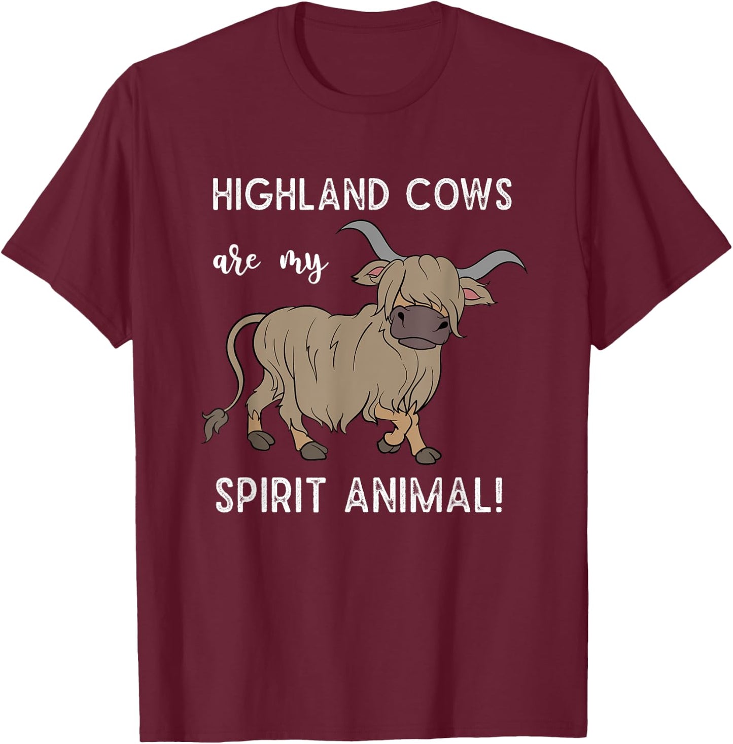 Scottish Farmer Gift Farm Animal Scotland Highland Cow T-Shirt - T-Shirt | Maroon