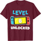 Level 8 unlocked Gamer 8th Birthday Video Game lovers T-Shirt - T-Shirt | Maroon