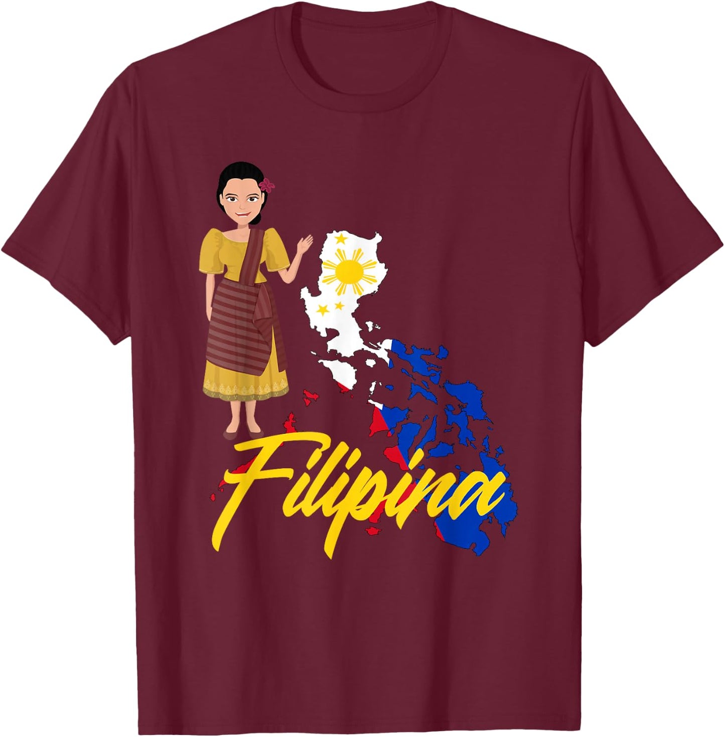 Pinay Proud Filipina Pride Woman Girl Funny Philippines T-Shirt - T-Shirt | Maroon