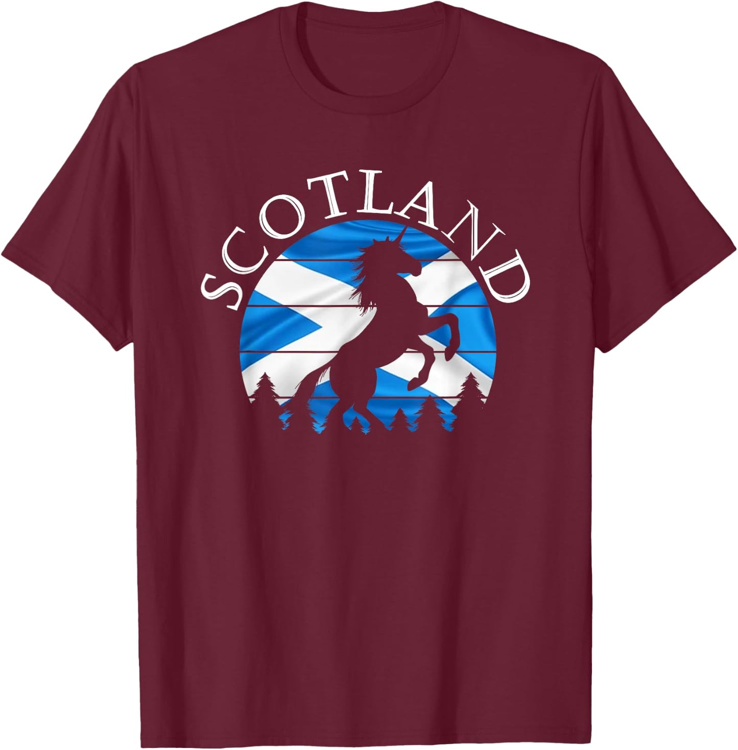 Scottish Pride Scotland Unicorn Scotland Flag Saltire T-Shirt - T-Shirt | Maroon