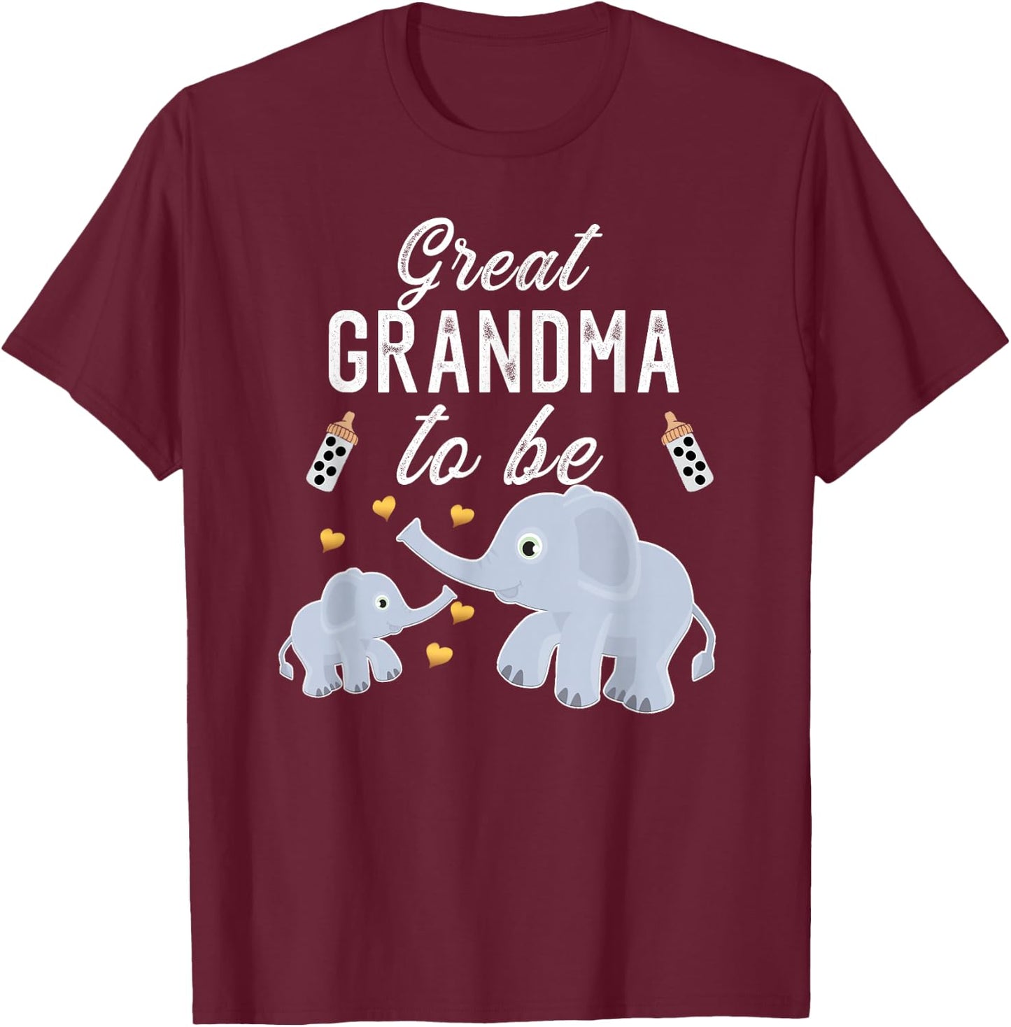 Great Grandma To Be Elephant Baby Shower Great Grandma T-Shirt - T-Shirt | Maroon