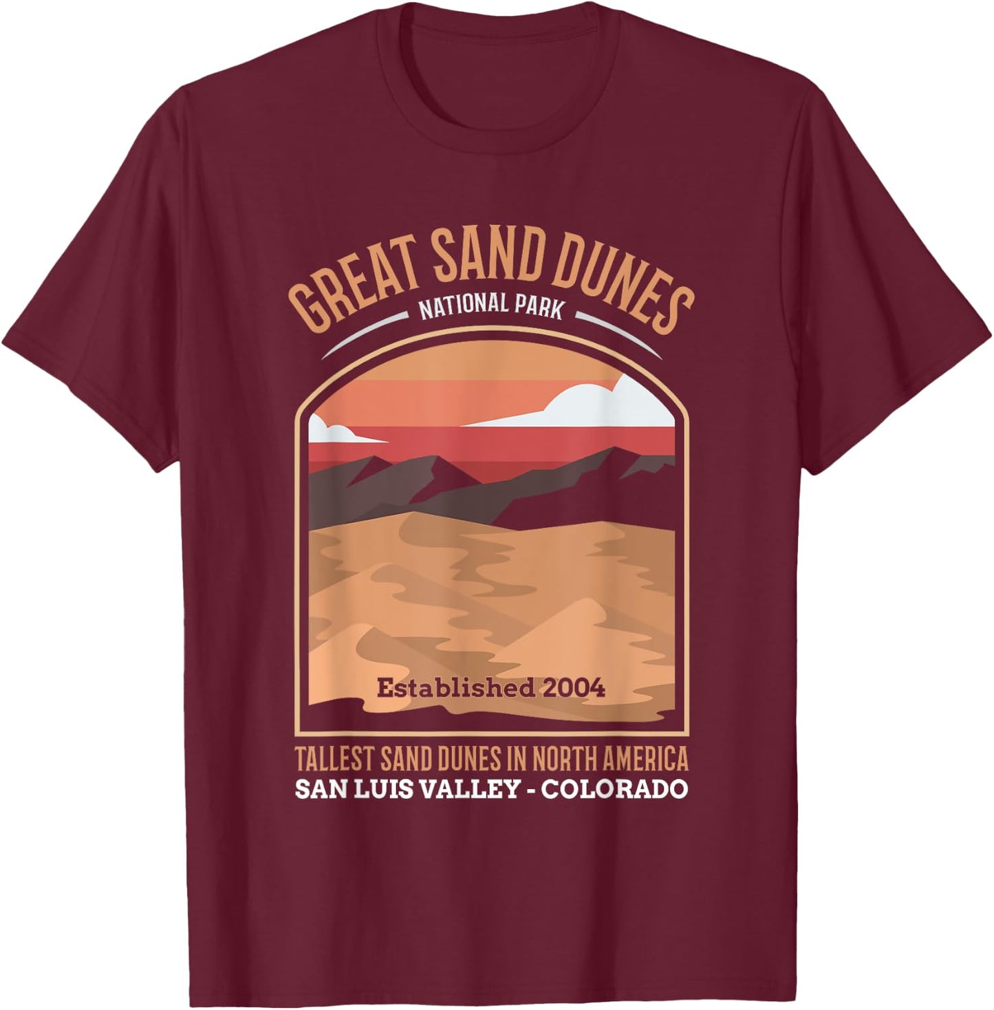 Large Sand Dunes National Park US Vintage T-Shirt - T-Shirt | Maroon