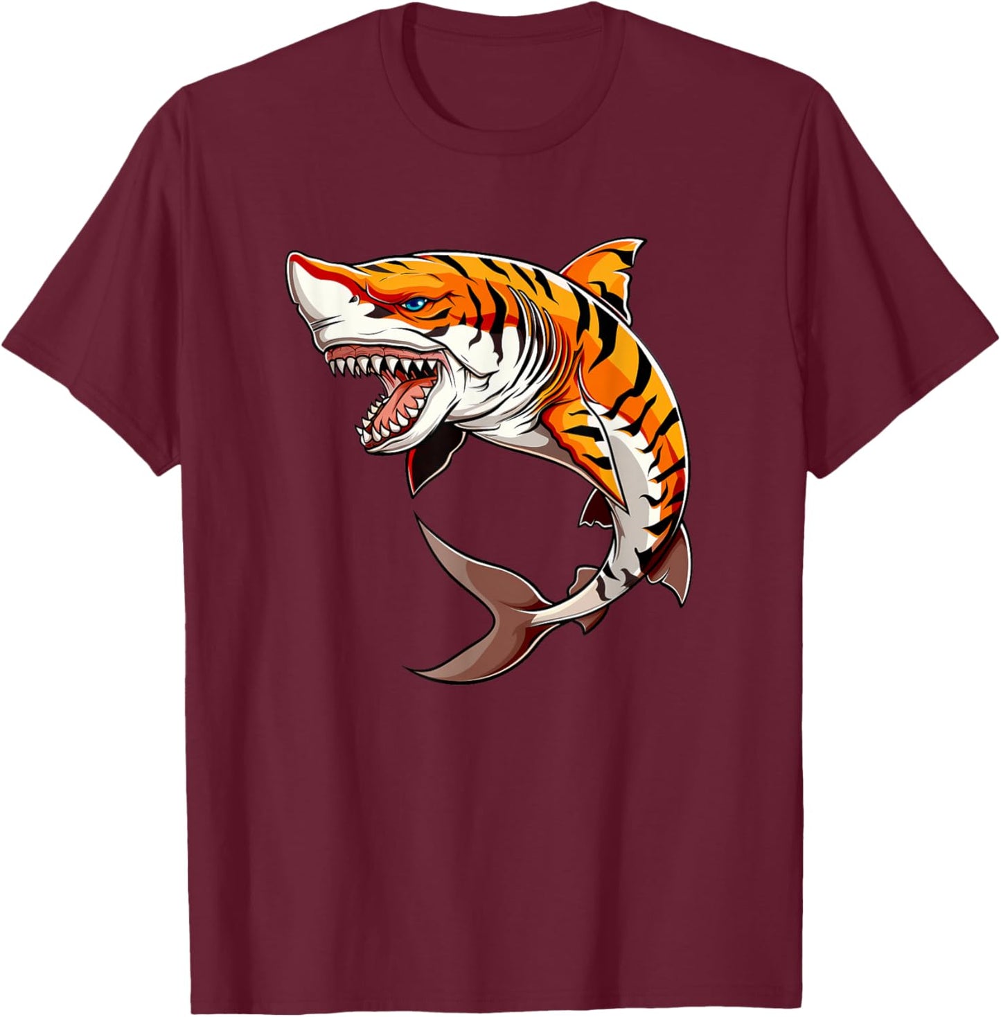TigerShark - Shark Tiger - Shark Made Out Of Tiger T-Shirt - T-Shirt | Maroon
