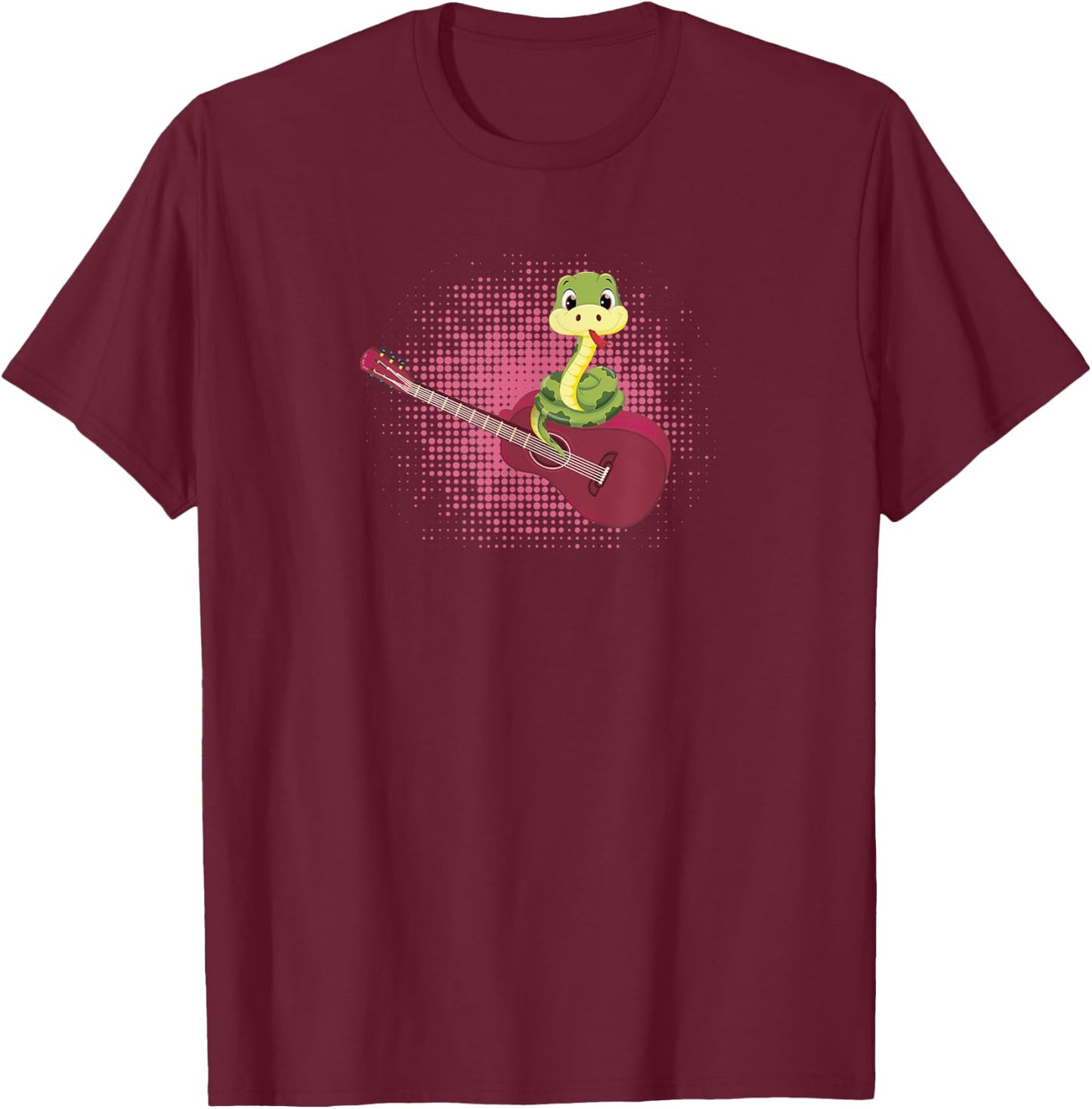Snake Playing Acoustic Guitar Musical Fans Band Reptile snek T-Shirt - T-Shirt | Maroon