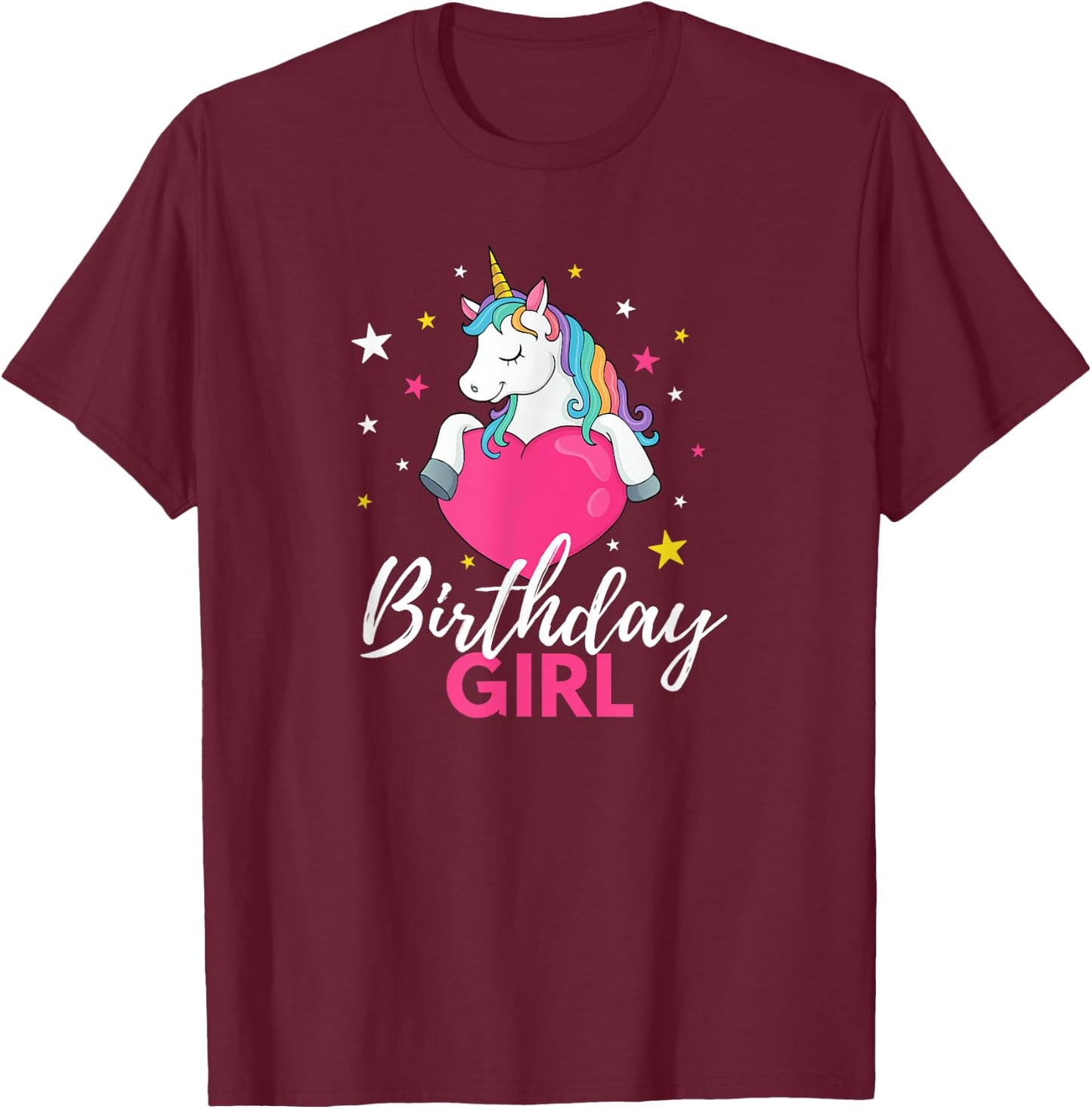 Birthday Girl Unicorn T-Shirt - T-Shirt | Maroon