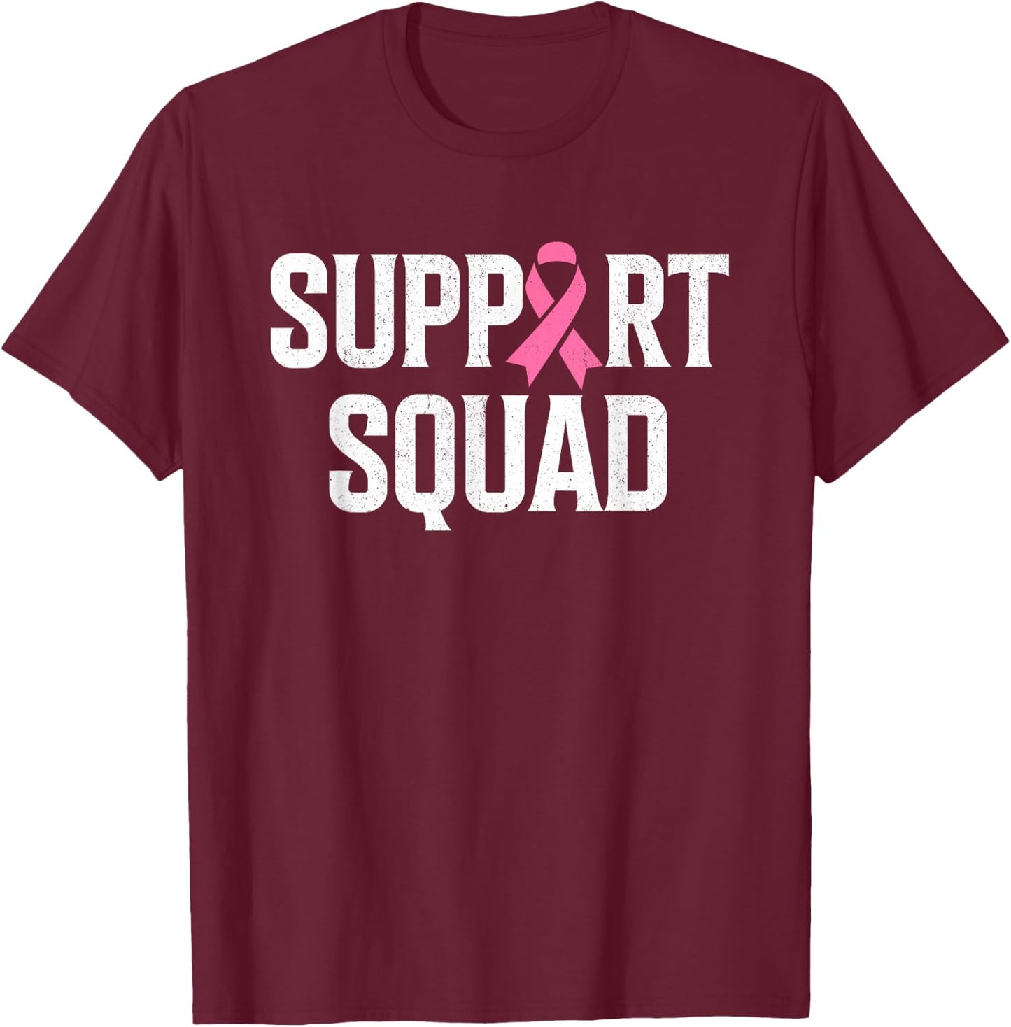 Breast Cancer Warrior Support Squad Breast Cancer Awareness T-Shirt - T-Shirt | Maroon