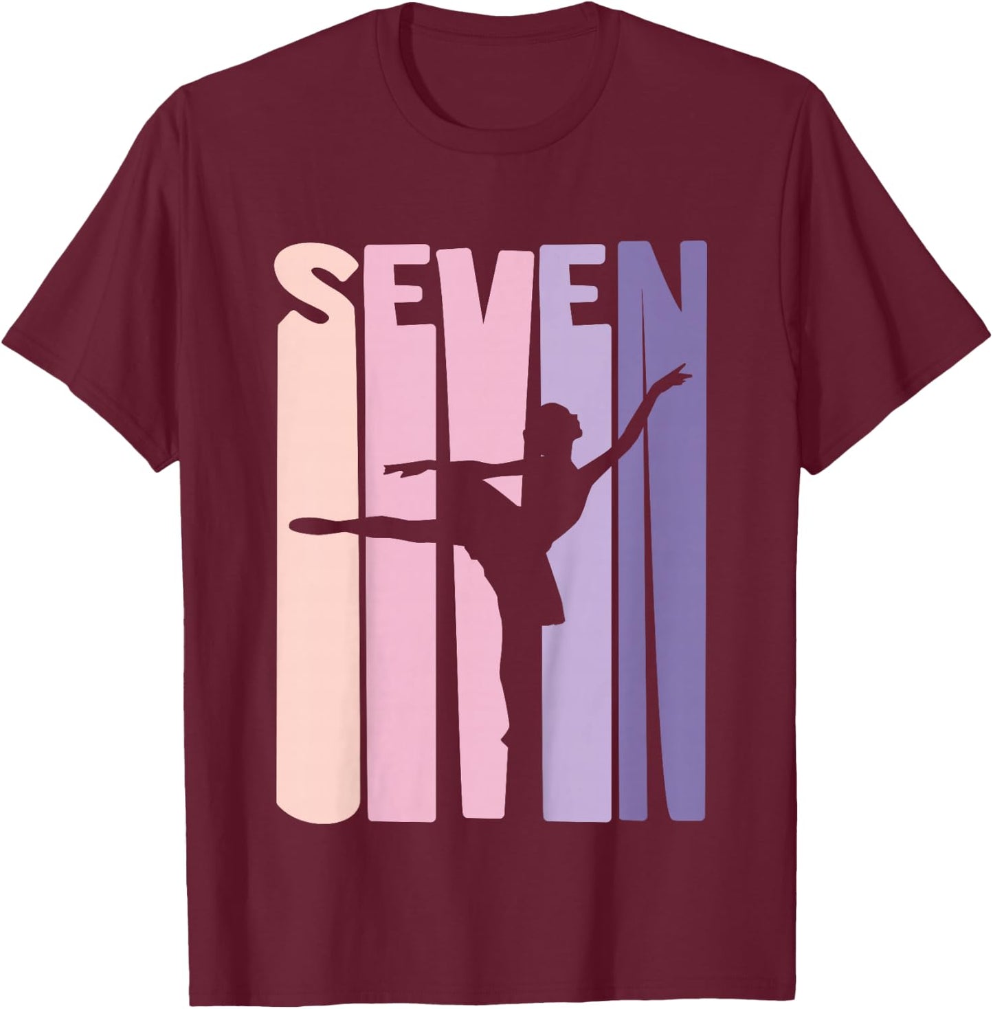 7th Birthday Gift Ballet Dancer 7 Years old Ballerina Girl T-Shirt - T-Shirt | Maroon