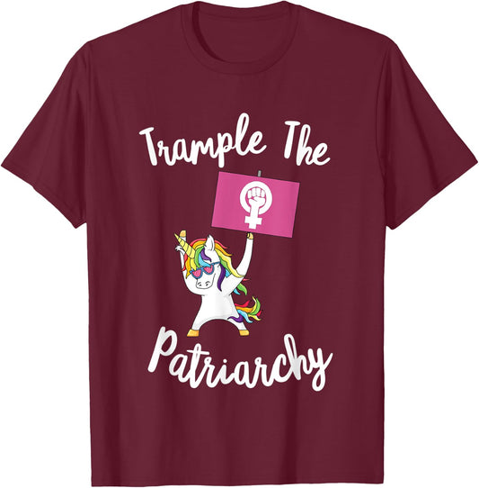 Feminist Unicorn Trample The Patriarchy Activist Flag Resist T-Shirt - T-Shirt | Maroon