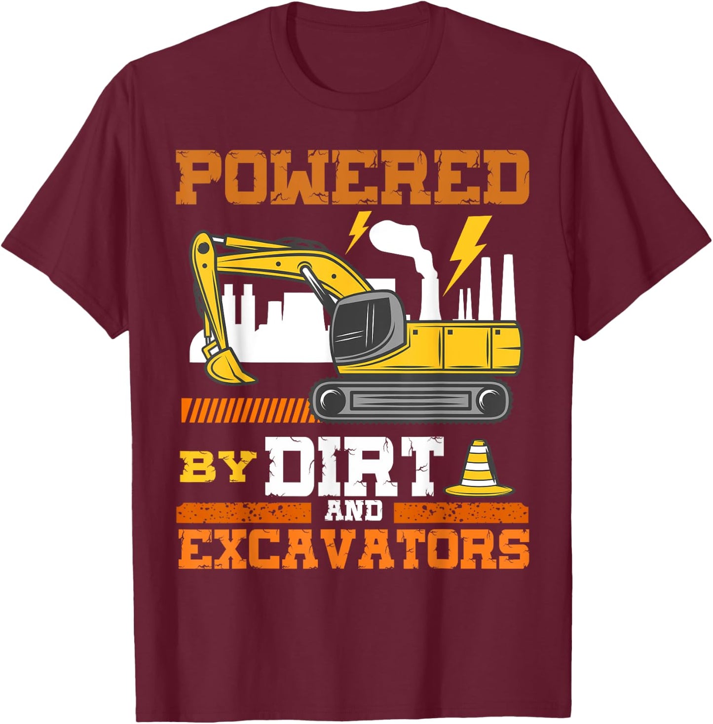 Construction Vehicle Excavator T-Shirt - T-Shirt | Maroon