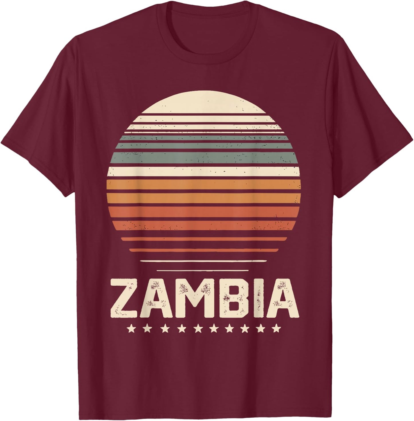 Zambia Vintage Retro I Love Zambia T-Shirt - T-Shirt | Maroon