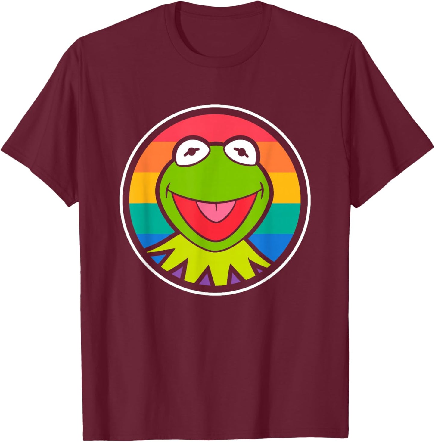Disney The Muppets Kermit Rainbow Face Portrait T-Shirt - T-Shirt | Maroon