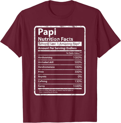 Papi Nutrition Facts Father's Day Gift Funny Papi Grandpa