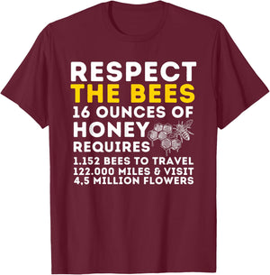 Respect The Bees - Bee Lover Beekeeping & Beekeeper Small T-Shirt - T-Shirt | Maroon