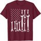 American Flag Mechanic Patriotic Funny Auto Wrench Men Gifts T-Shirt - T-Shirt | Maroon