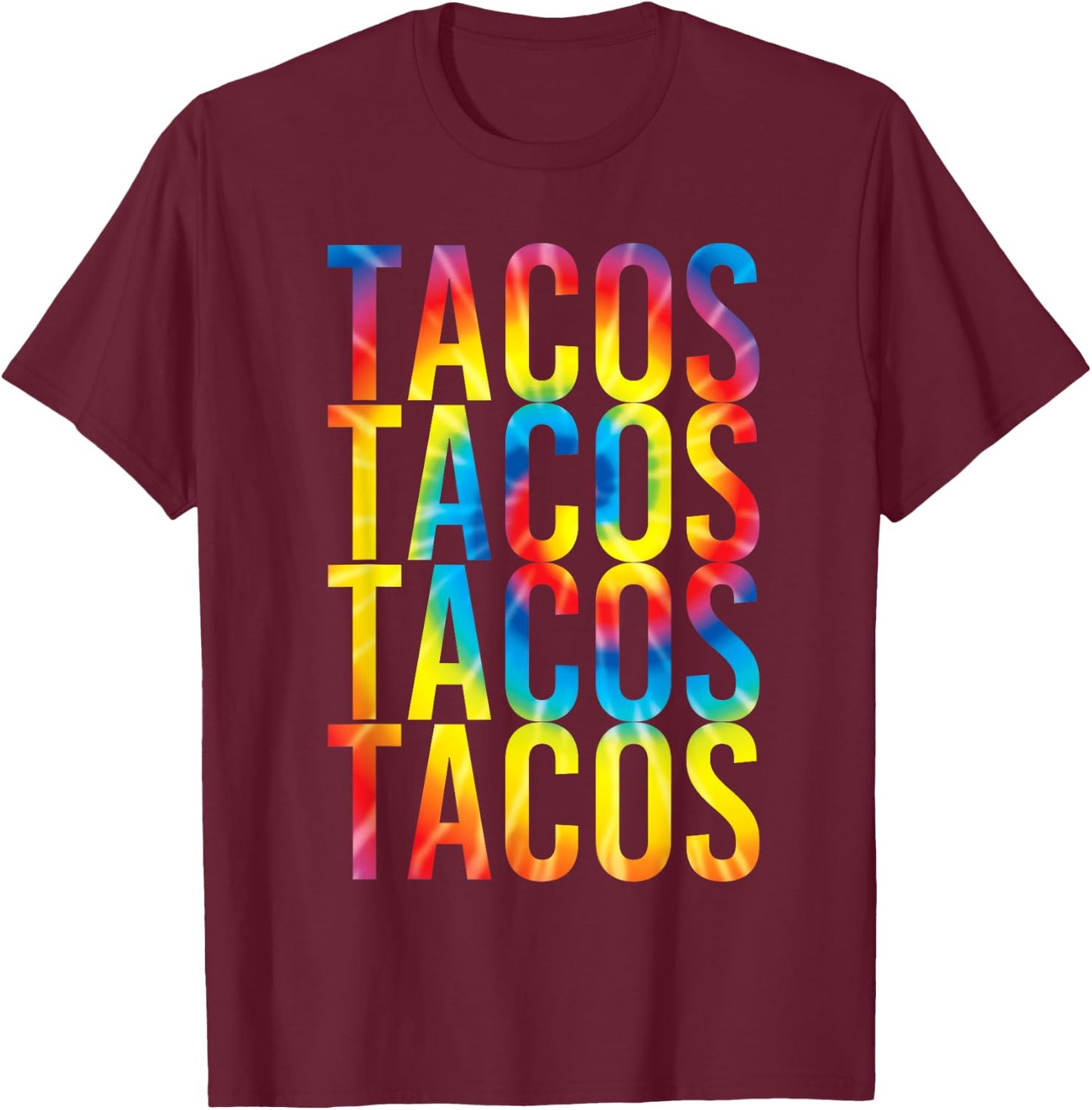 Retro Tacos Vintage Tie Dye Taco Tuesday Mexican T-Shirt - T-Shirt | Maroon