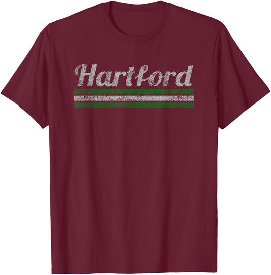 Hartford Connecticut Retro Vintage Weathered Throwback T-Shirt - T-Shirt | Maroon