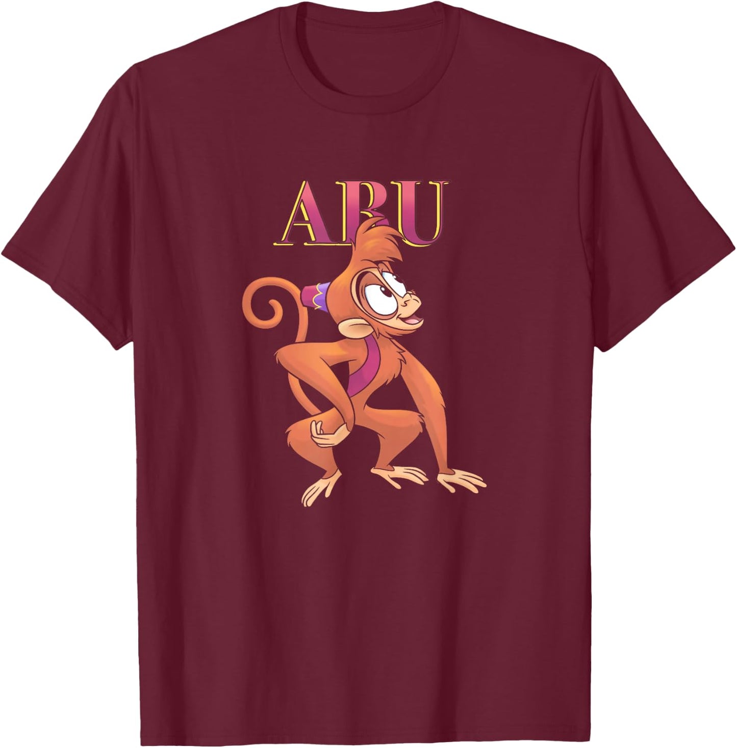 Disney Aladdin Abu Named Looking Up Profile T-Shirt - T-Shirt | Maroon