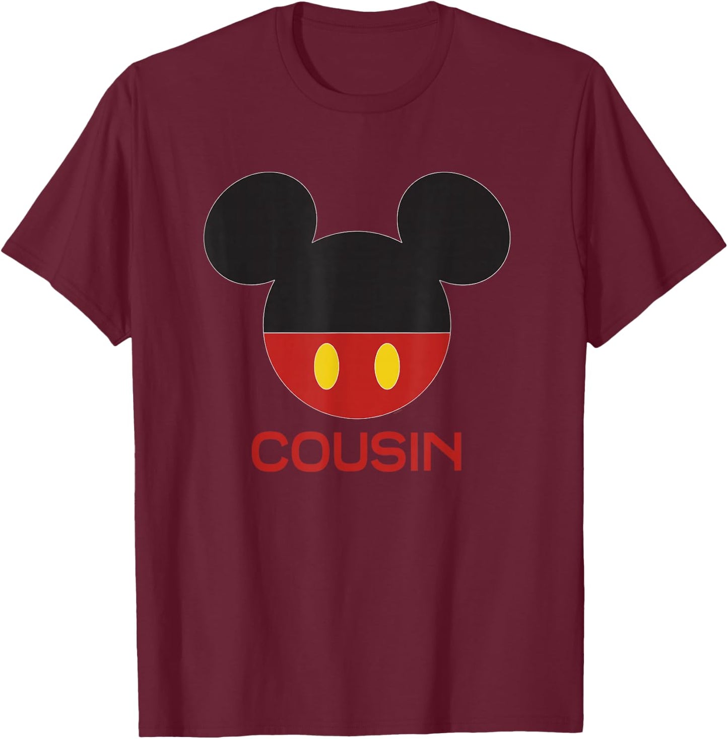 Disney Mickey Mouse Red Shorts Icon Cousin Family T-Shirt - T-Shirt | Maroon