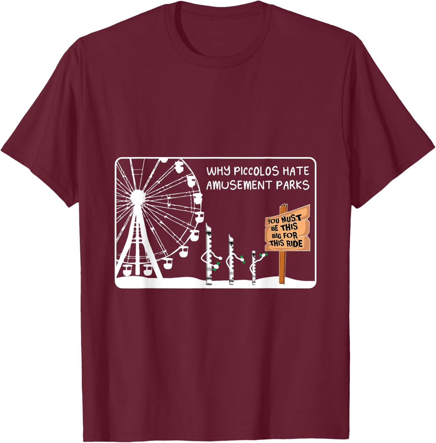 Piccolo Funny Flute Player T-Shirt - T-Shirt | Maroon