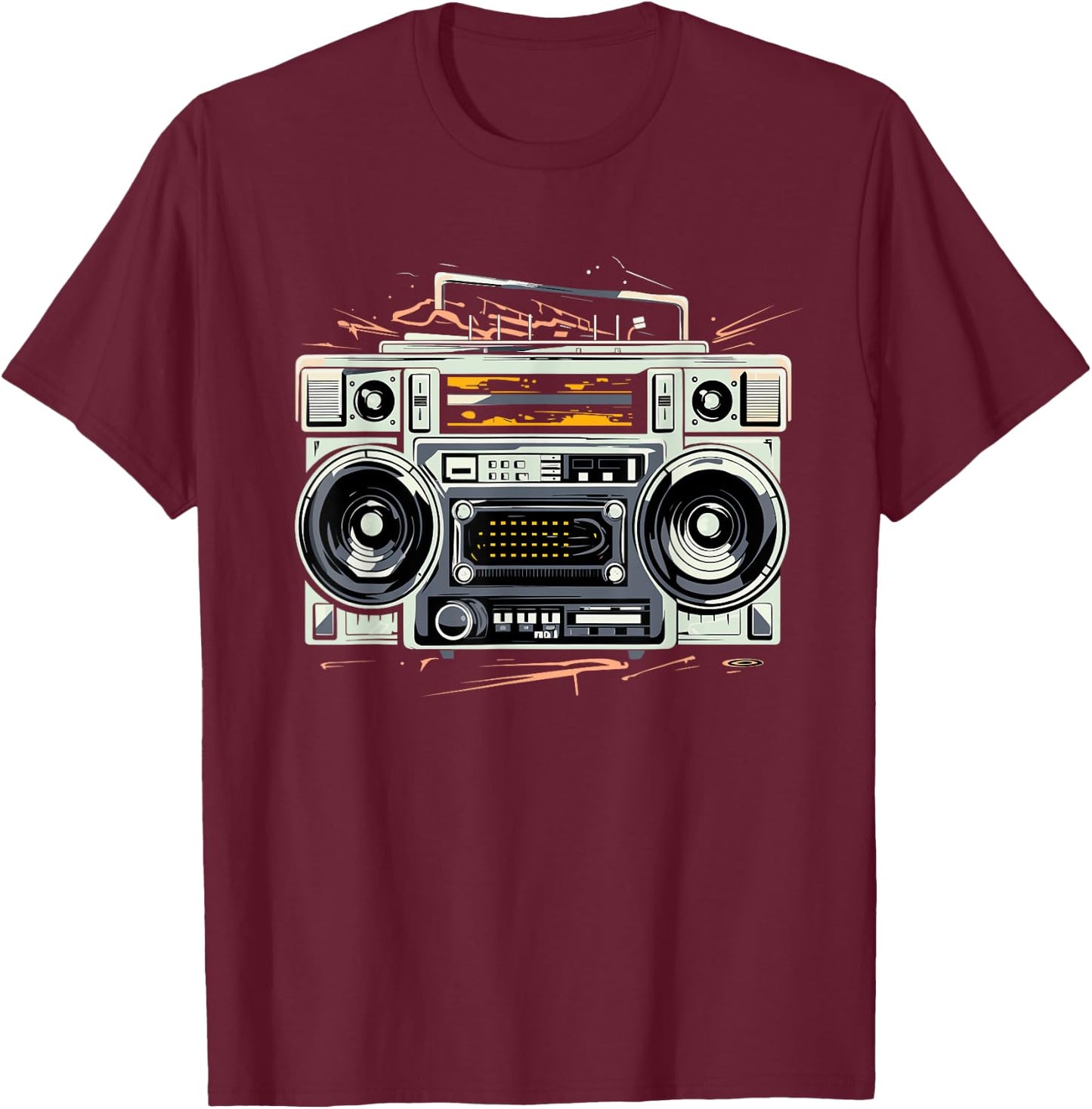 Ghetto Blaster Hip Hop 80's 90's Street Gangster Rap Lover T-Shirt - T-Shirt | Maroon